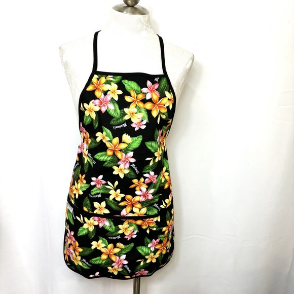 Hawaiian Colorful Flower Floral Bib Kitchen Apron - Picture 2 of 10